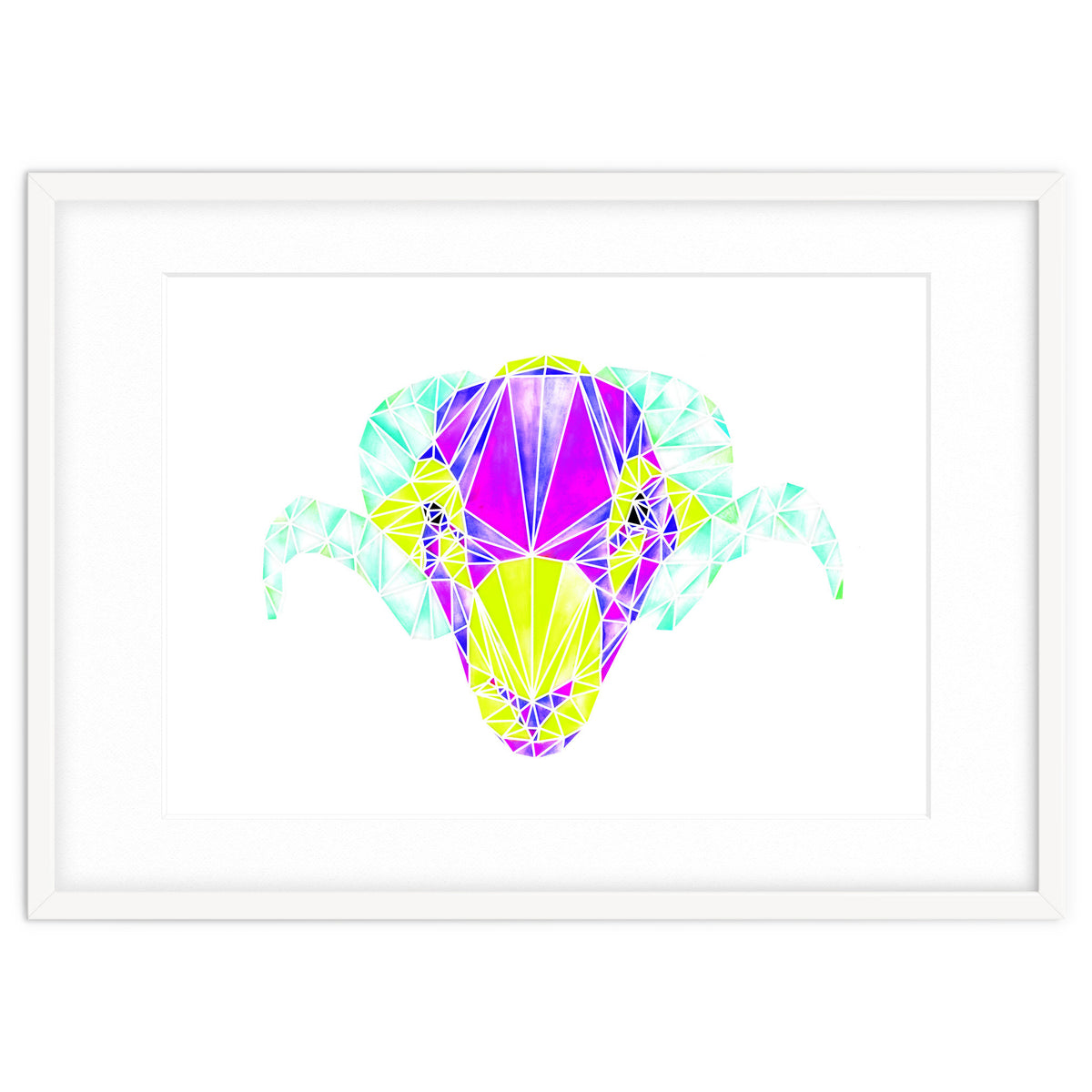 Colourful Geometric Swaledale Sheep Tup with White Lines