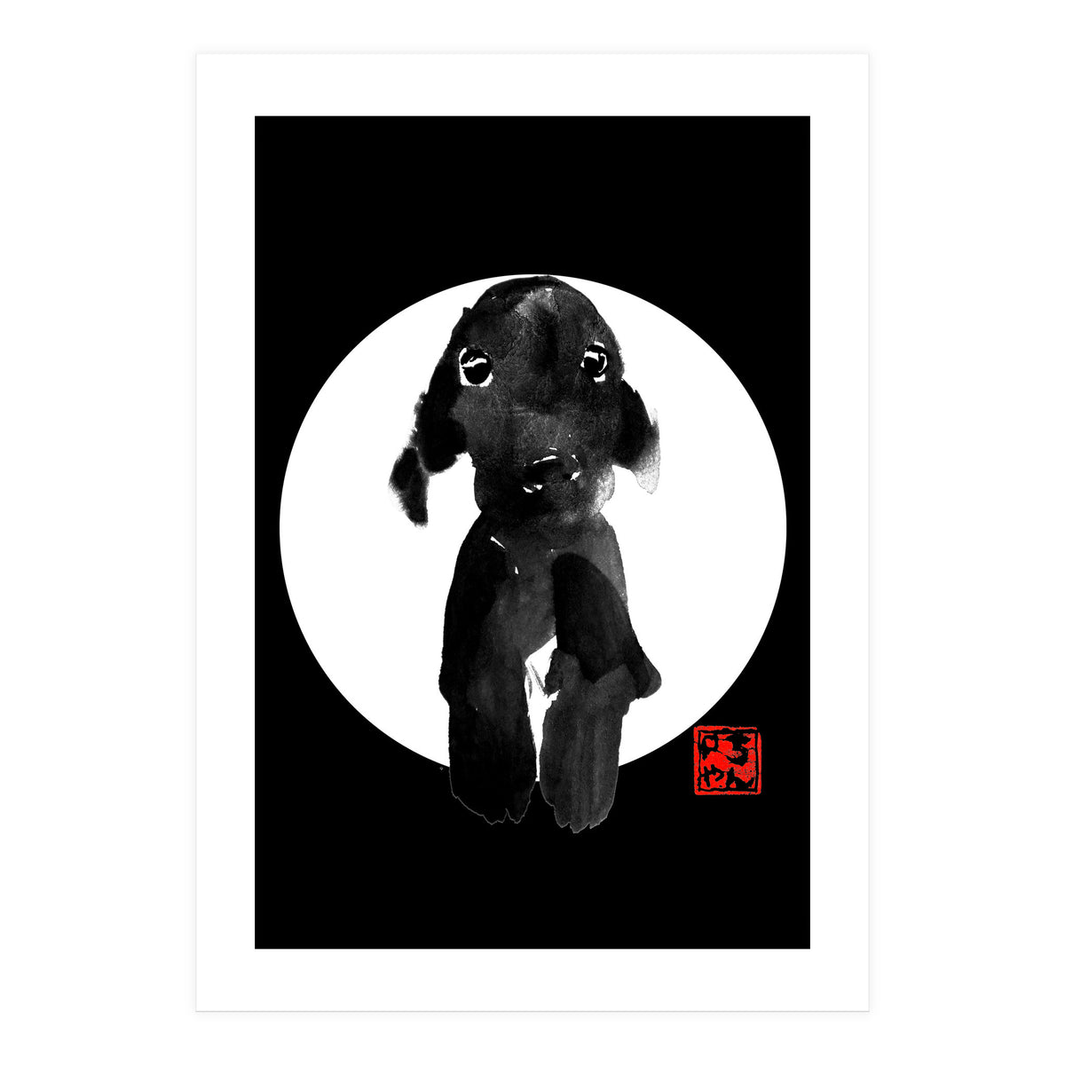 cute dog in white (Print Only)