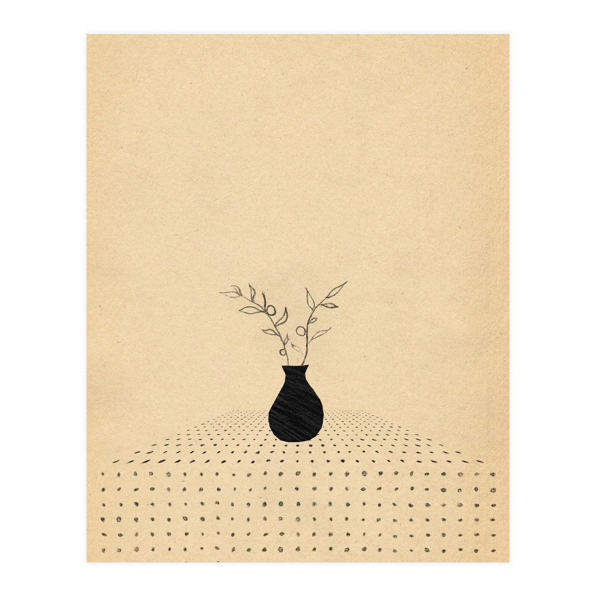 Abstract still life, vase and plants (Print Only)