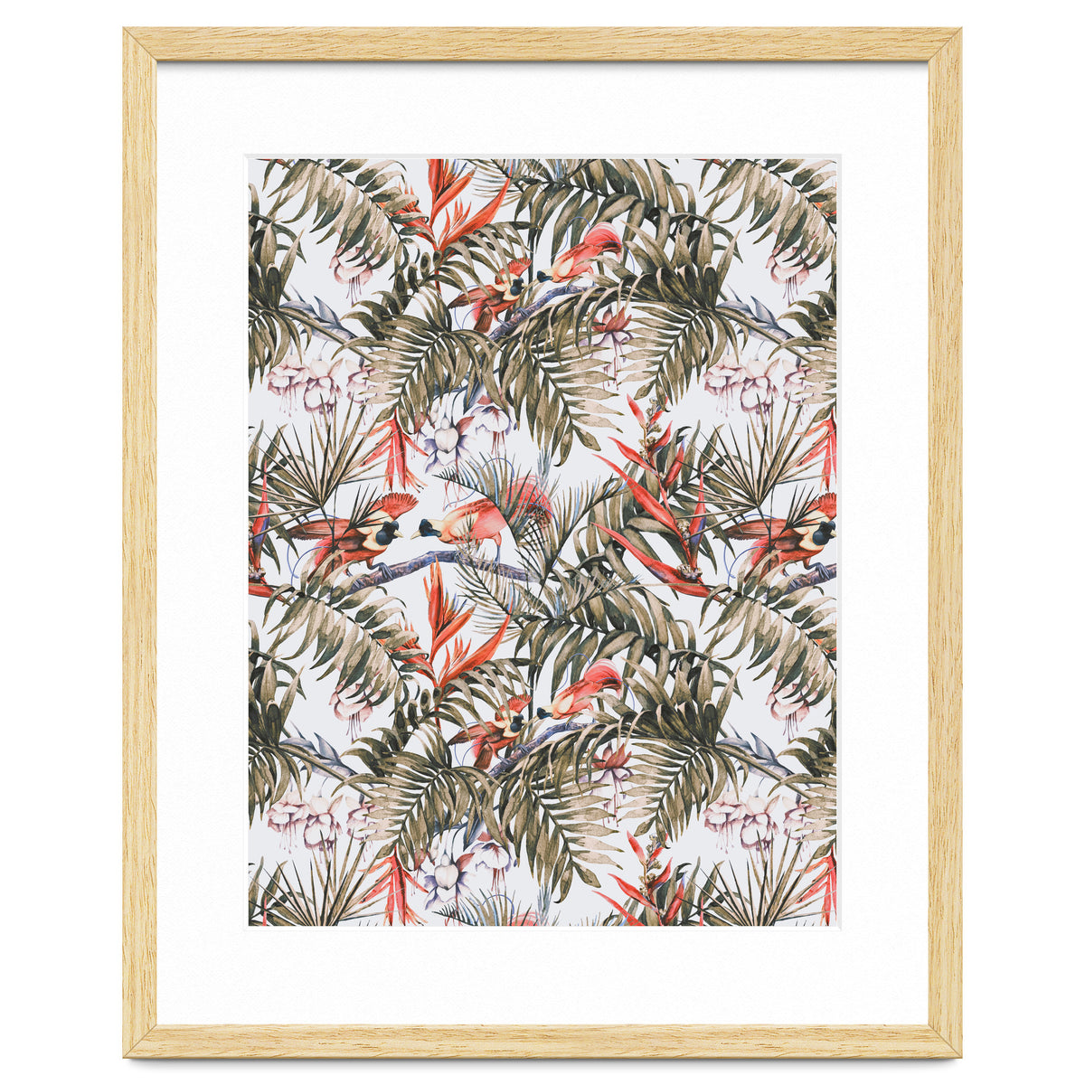 Exotic birds in the jungle paradise