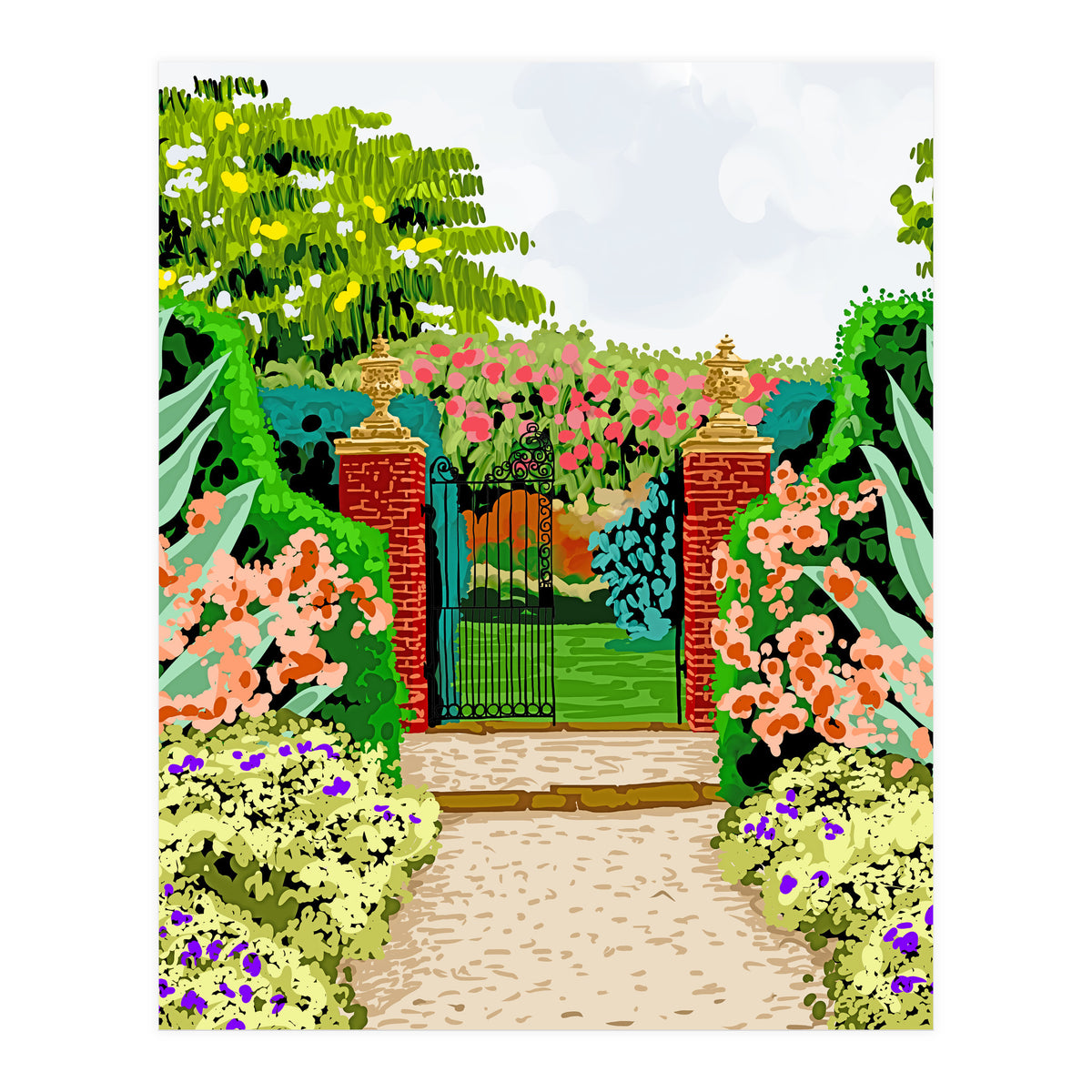 Gated Garden, Nature Landscape Painting (Print Only)