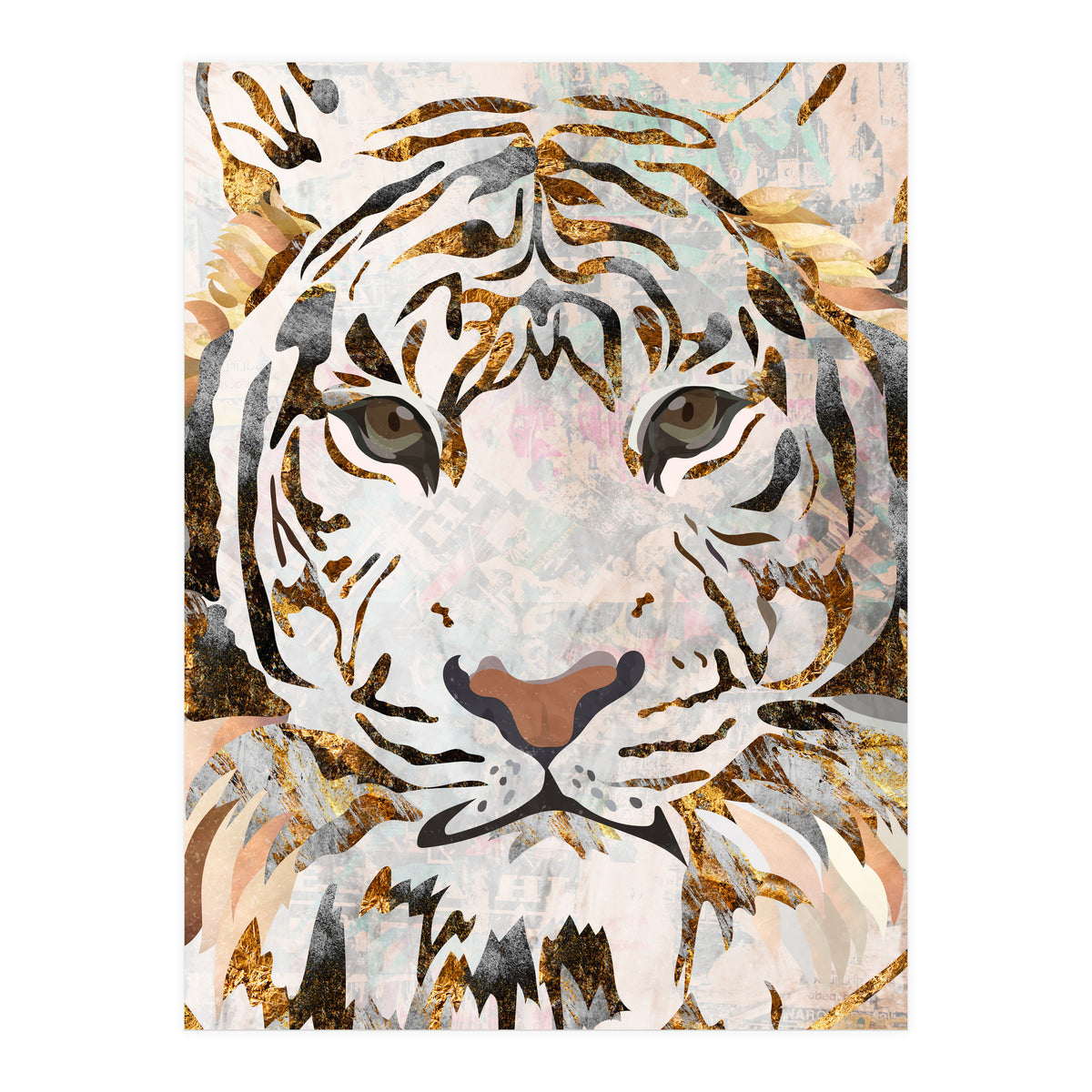 Grungy Tiger Gold and White (Print Only)