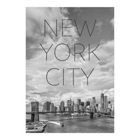 NYC Brooklyn Bridge & Lower Manhattan | Text & Skyline (Print Only)