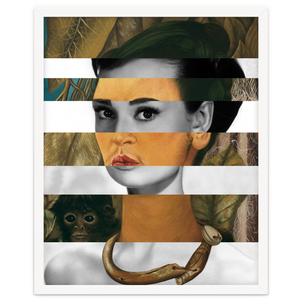 Frida Kahlo's Self Portrait with Monkey & Audrey Hepburn