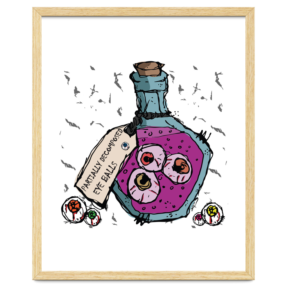 Decomposed eyes in a bottle