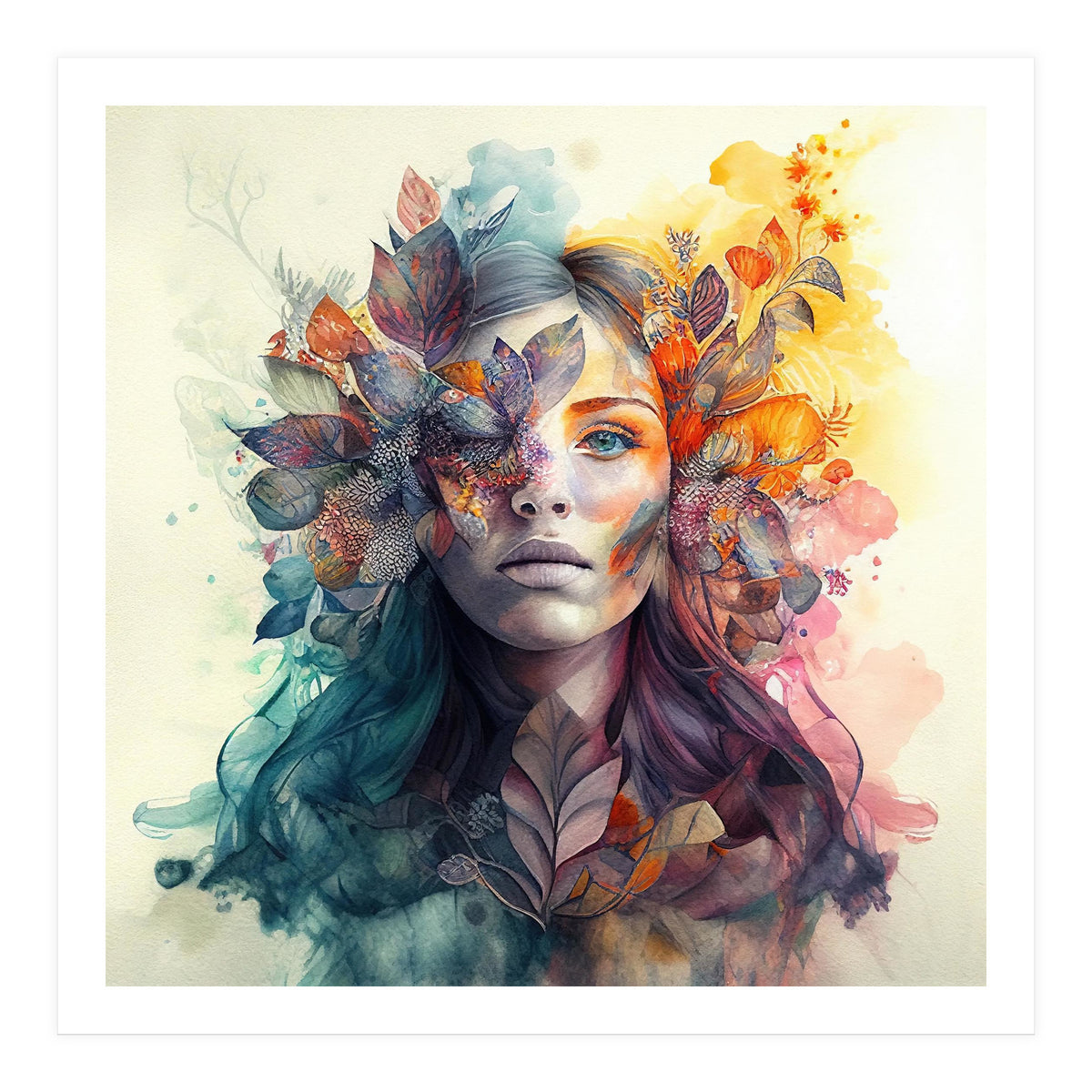 Watercolor Tropical Woman #3 (Print Only)