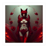 Red Floral Fox Vixen in Lingerie with Roses (Print Only) thumbnail