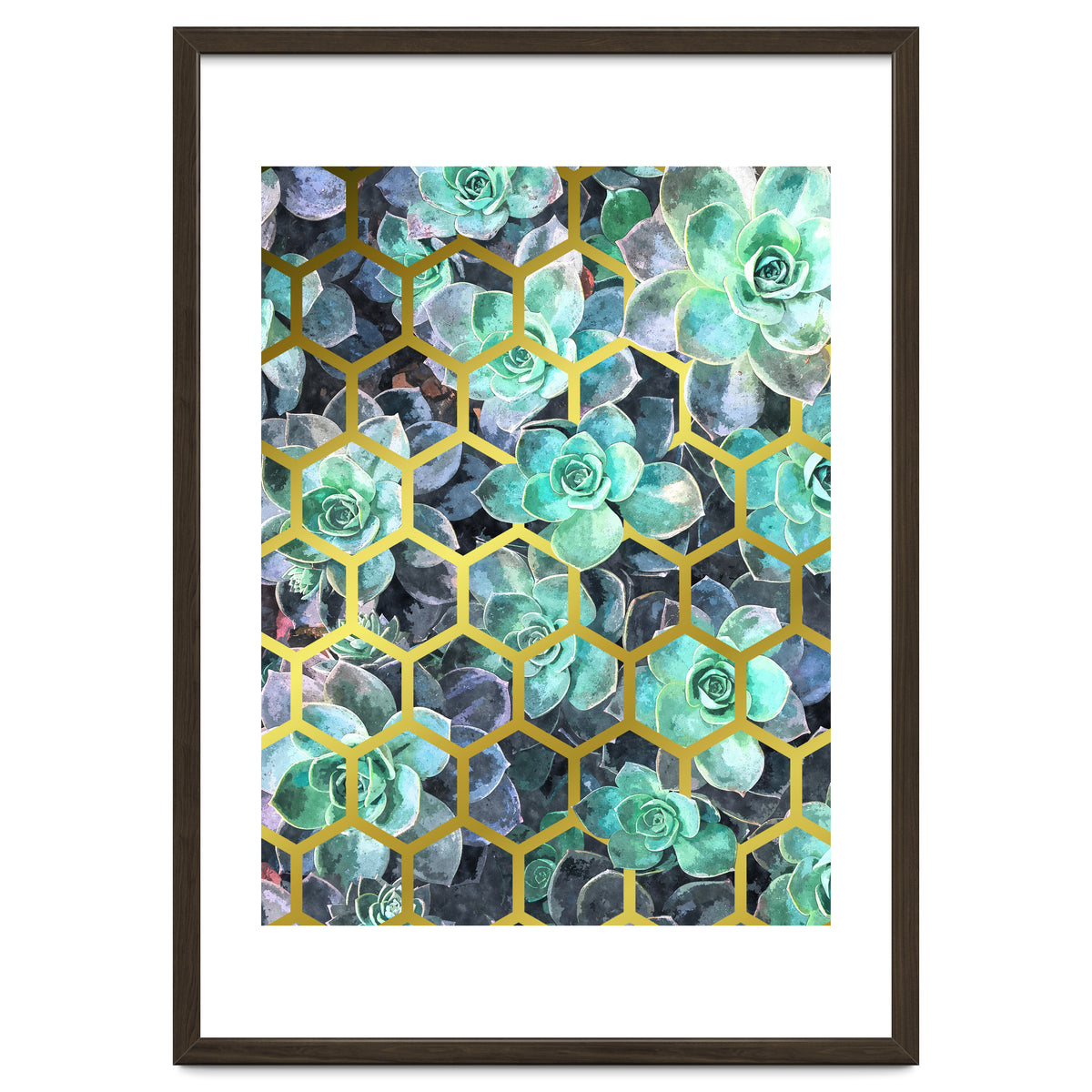 Succulents and Gold Geometric