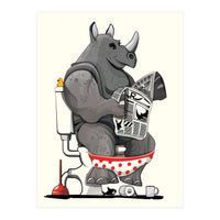 Rhinoceros on the Toilet, Funny Bathroom Humour (Print Only)