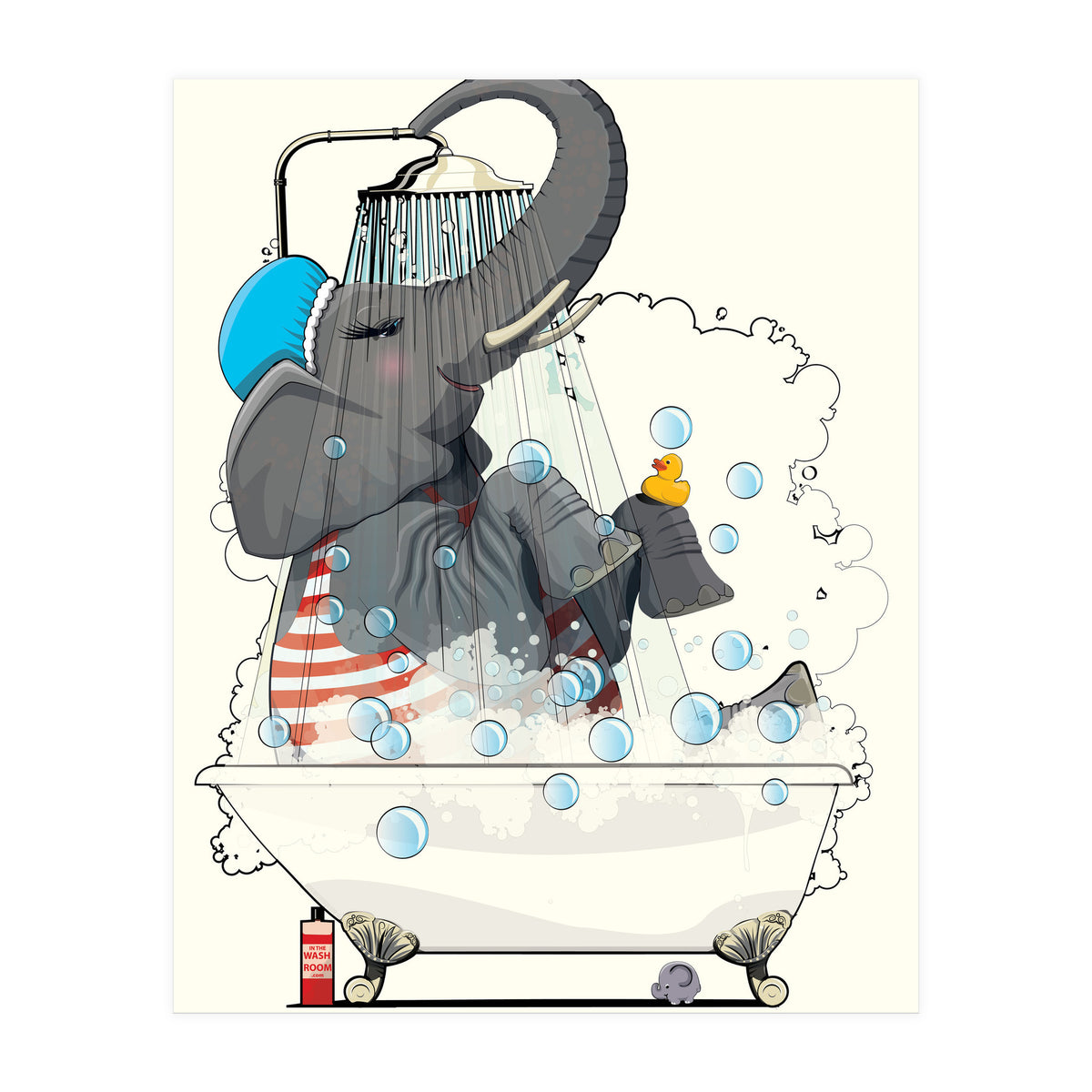 Elephant in the Bath, Funny Bathroom Humour (Print Only)