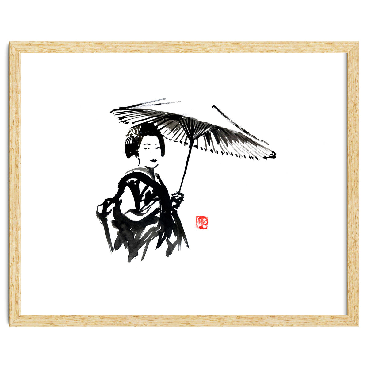 geisha under umbrella