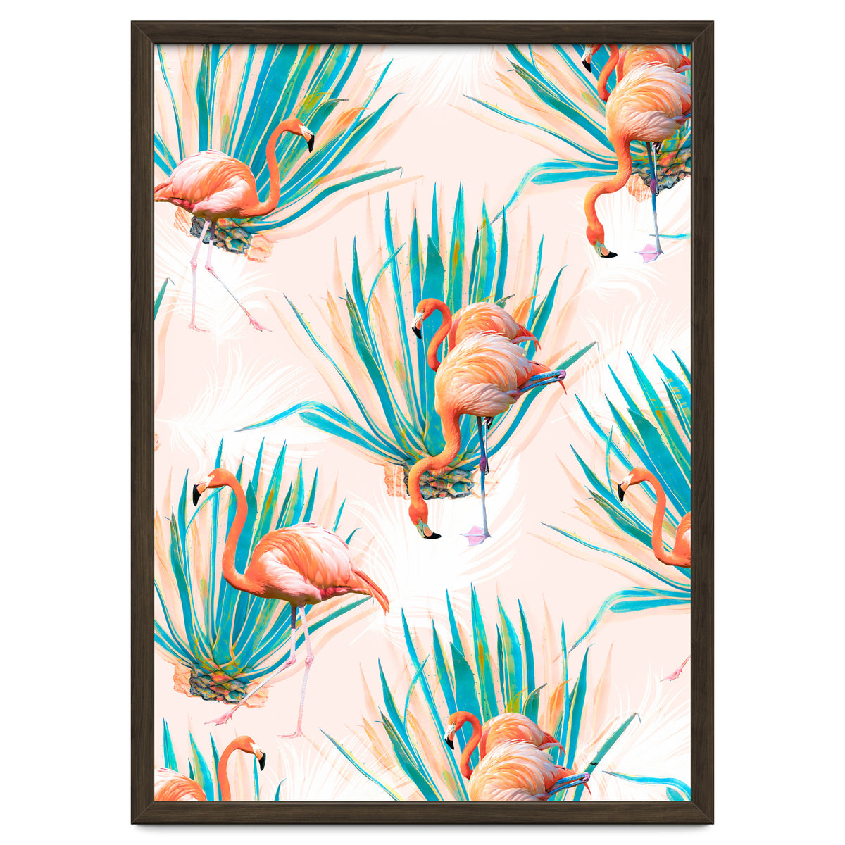 Anaglyph Flamingos with cactus