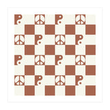 Checkered Peace Symbol & Yin Yang Pattern \\ Beige & Brown Color Palette (Print Only) thumbnail
