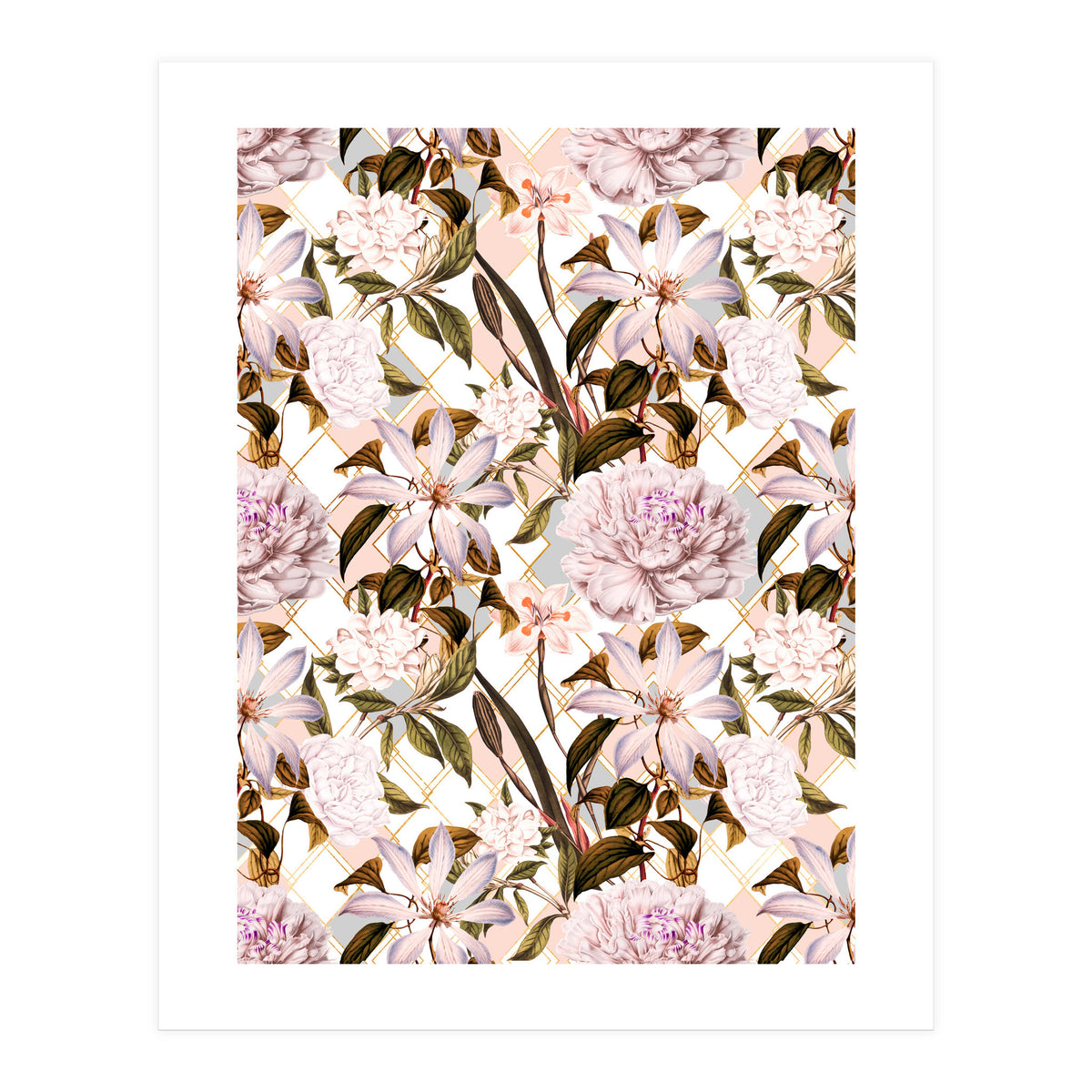 Pink flowering in geometric (Print Only)