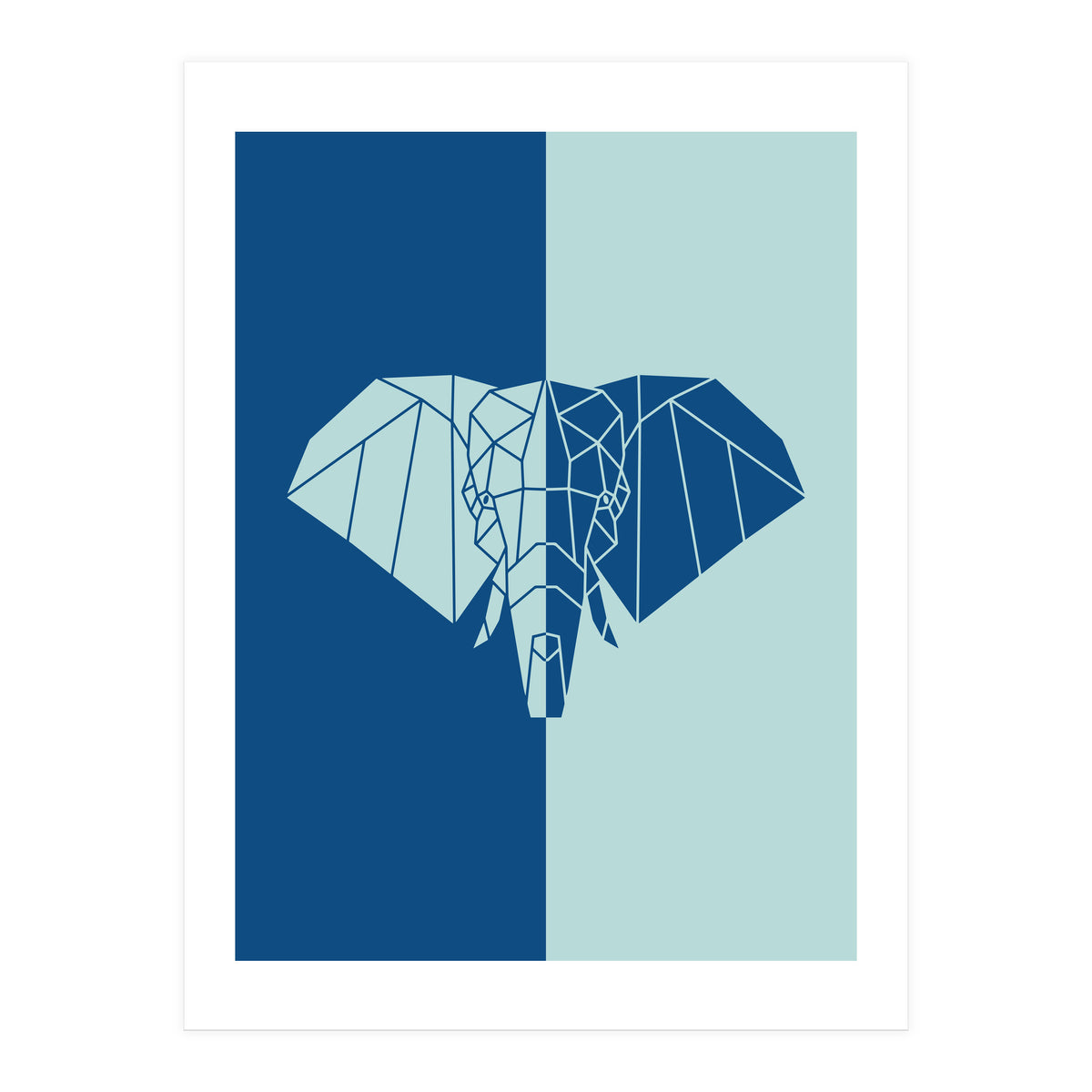 ELEPHANT IN BLUE ! POLYGON ART (Print Only)
