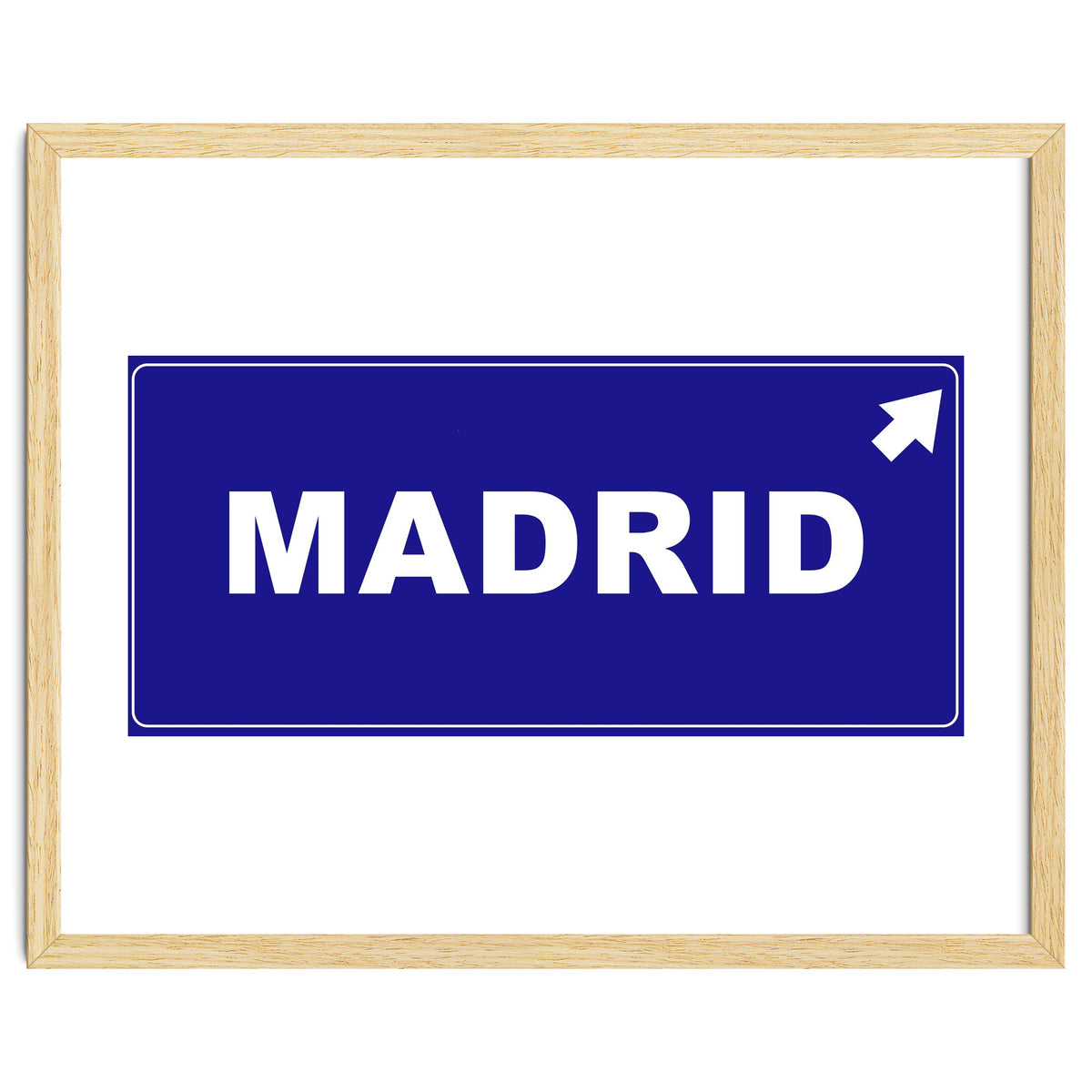 Let`s go to Madrid, Spain! Blue road sign