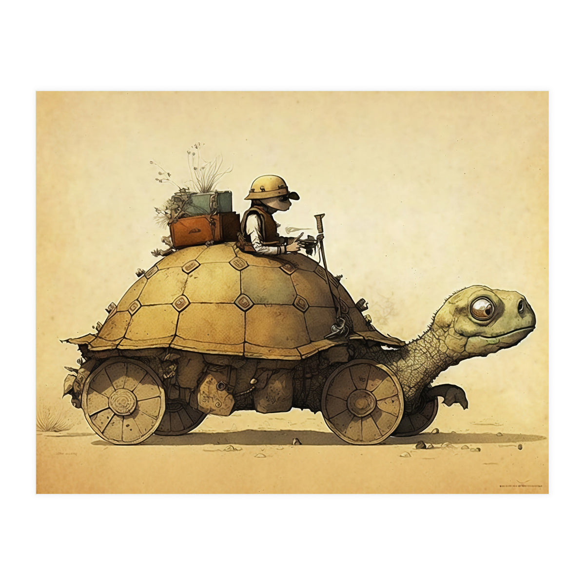 Tortoise Car Steampunk Illustration (Print Only)