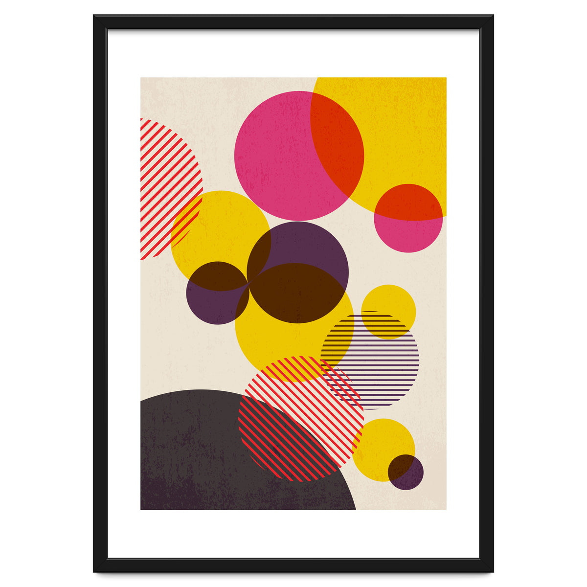 Dots in Yellow, Raspberry and Dark Purple