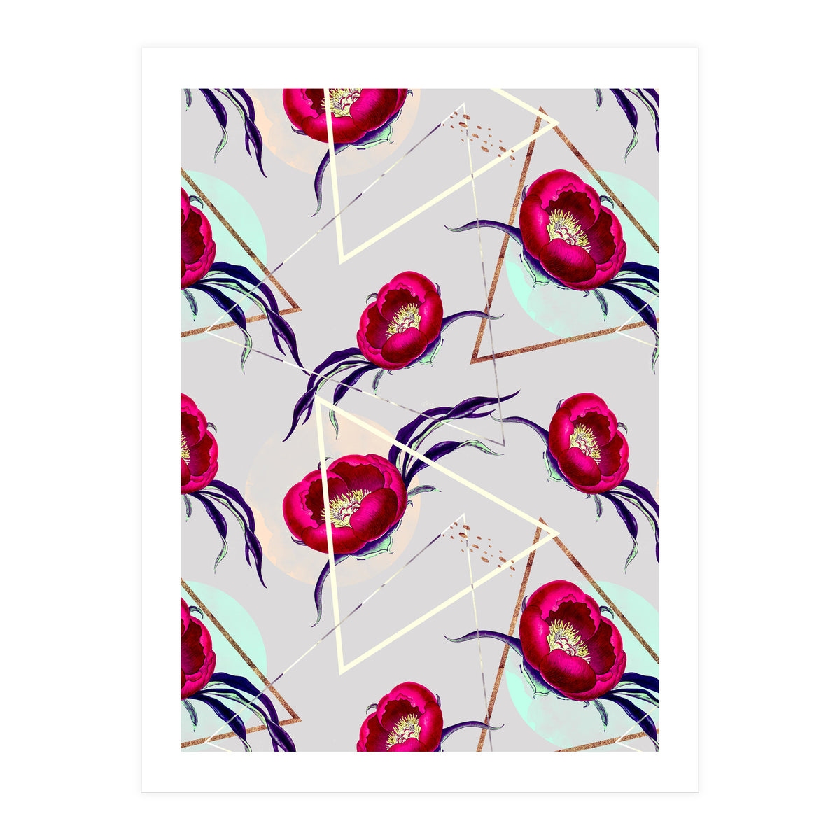 Flowery blooming with geometric II  (Print Only)