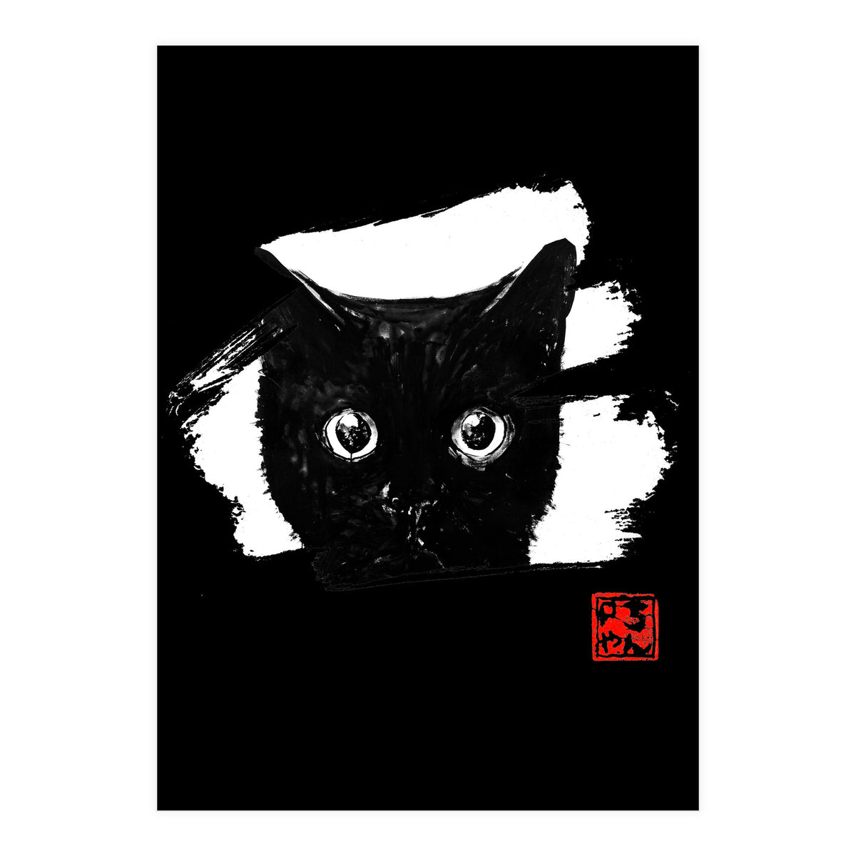 cat face in white (Print Only)