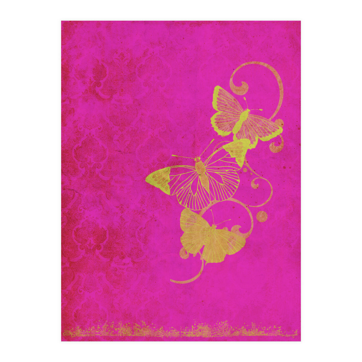 Yellow Butterflies on Pink (Print Only)