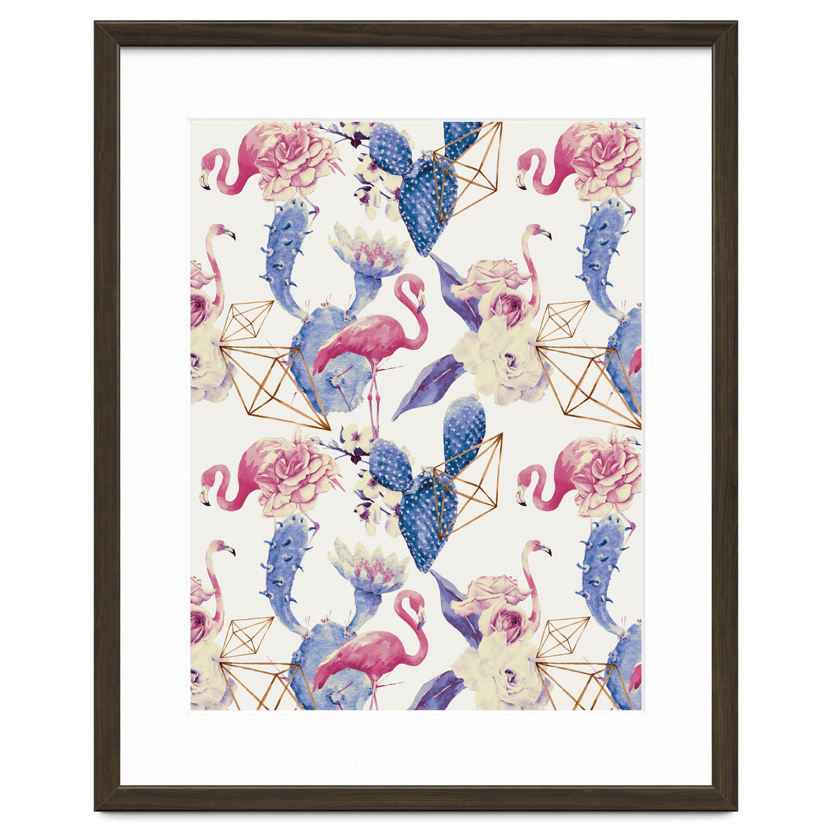 Flamingos, geometric and flowers 02