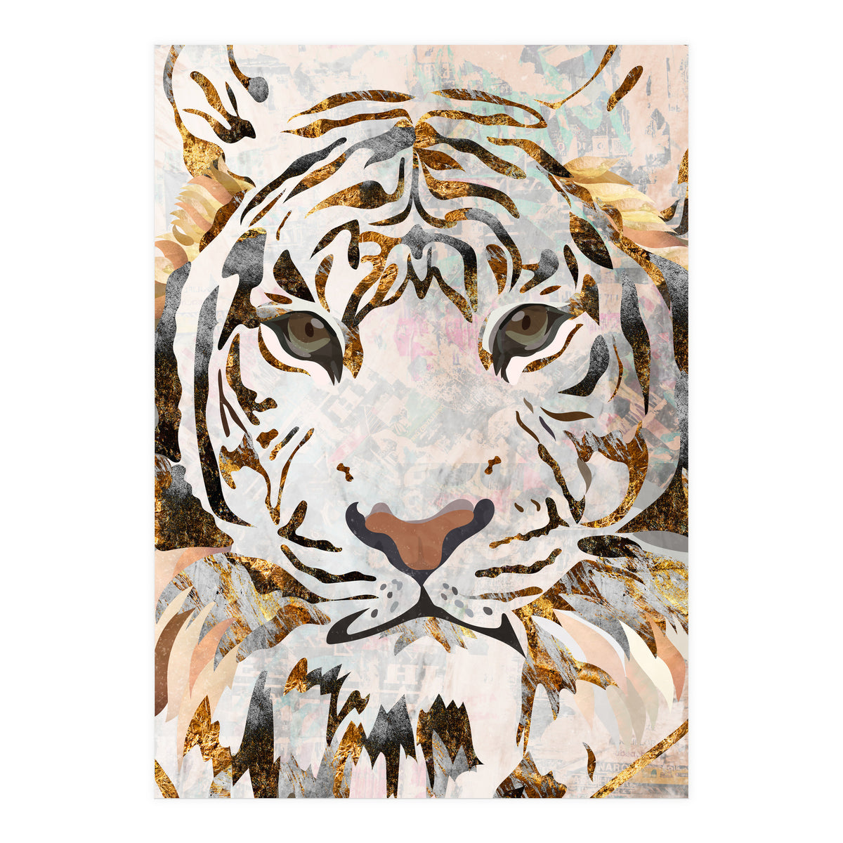 Grungy Tiger Gold and White (Print Only)