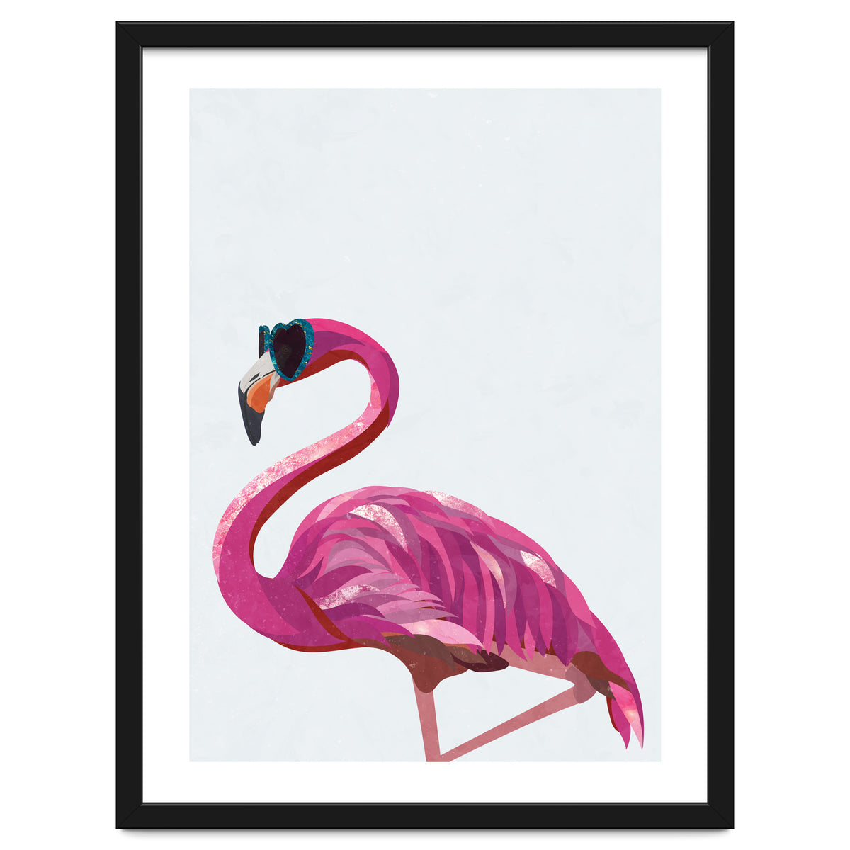 Flamingo Portrait Wearing Sunglasses