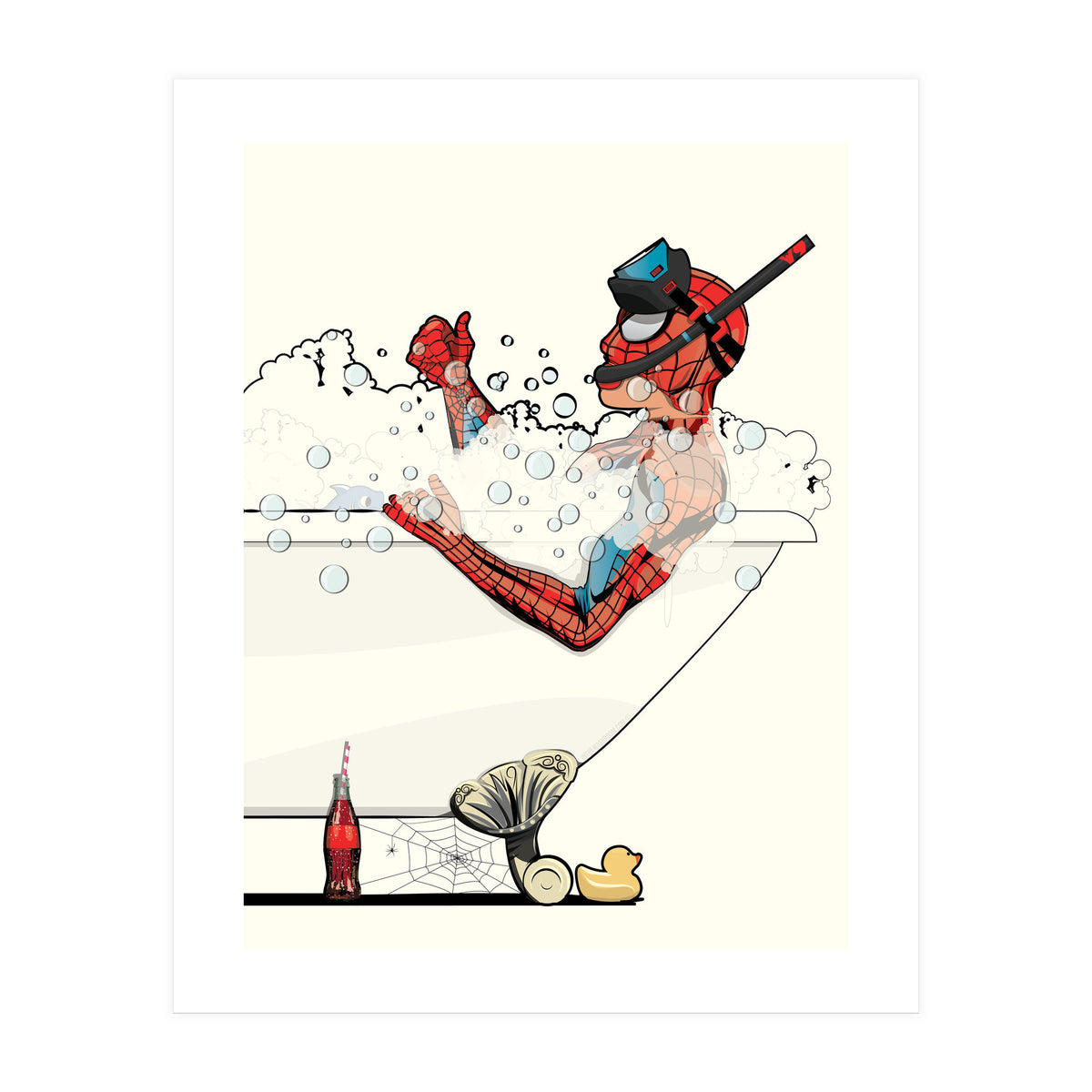 Spiderman in the Bath, funny Bathroom Humour (Print Only)