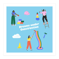 Dreams Under Construction Square Blue (Print Only)