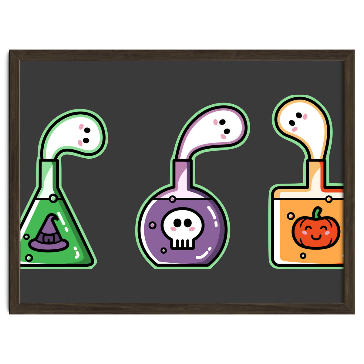 Kawaii Cute Halloween Potions - witches hat, skull, pumpkin, ghosts