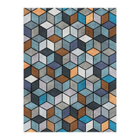 Colorful Concrete Cubes - Blue, Grey, Brown (Print Only)