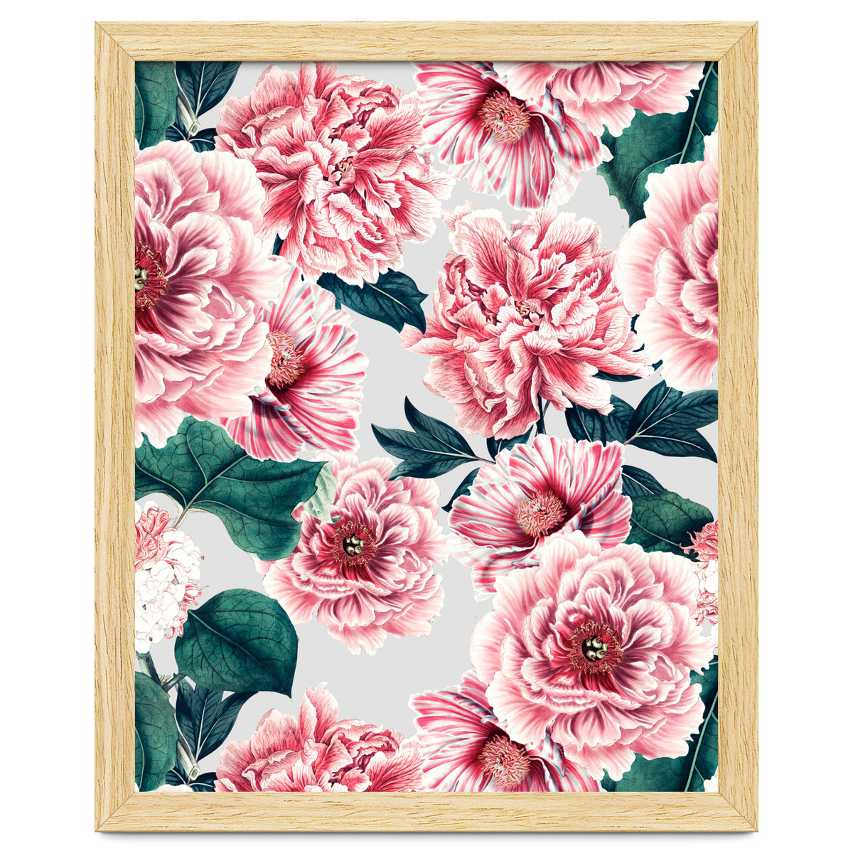 Pattern pink vintage peonies