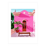 Pink Building Architecture | Pop Art Travel House Painting | Modern Bohemian Décor Spain Palace (Print Only) thumbnail
