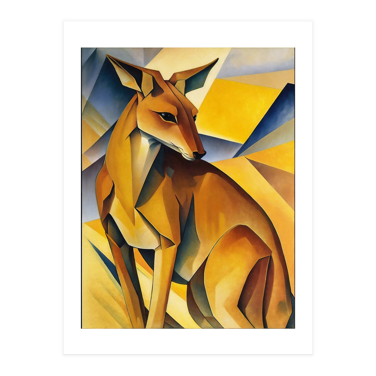 Kangaroo Abstract Oil Painting (Print Only)