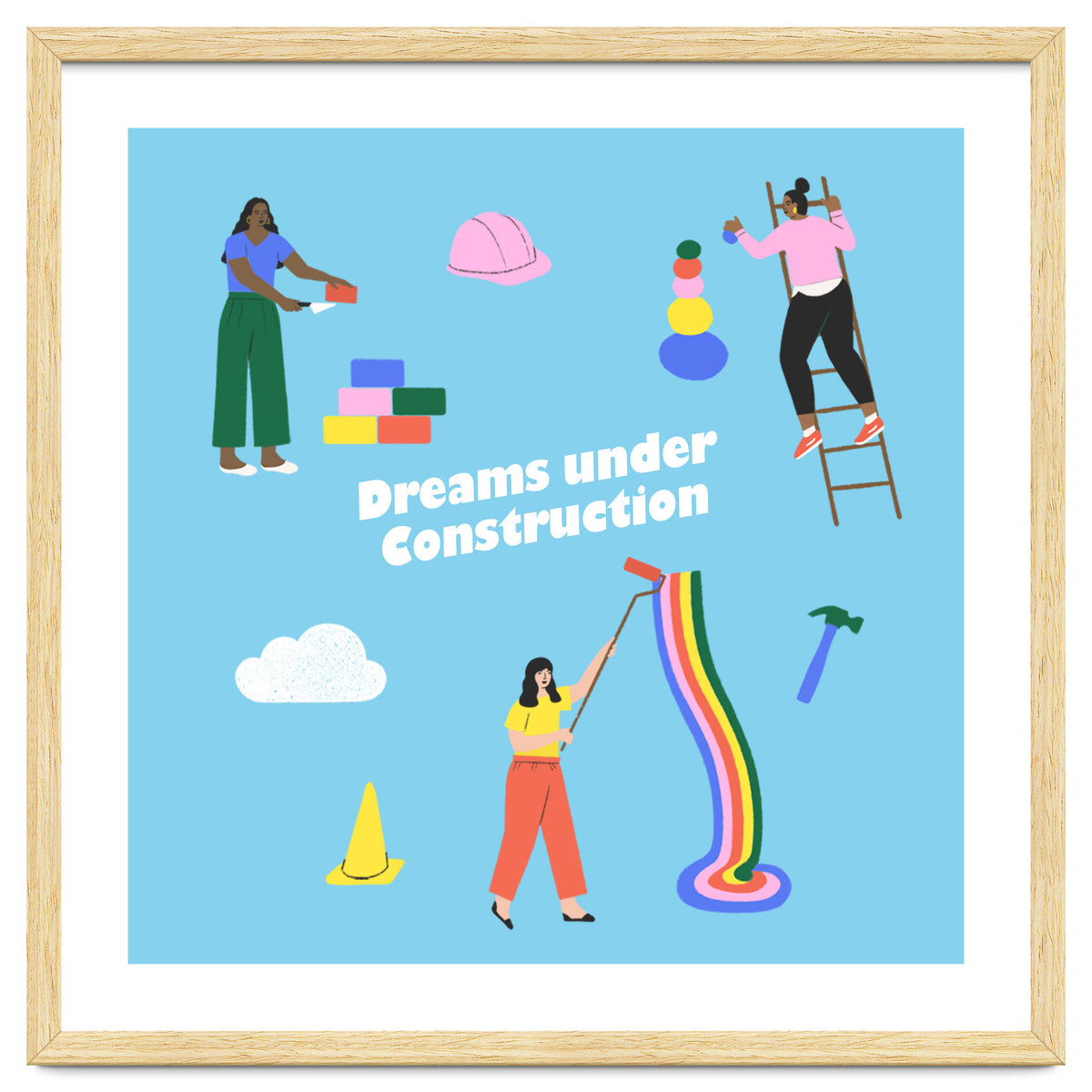 Dreams Under Construction Square Blue