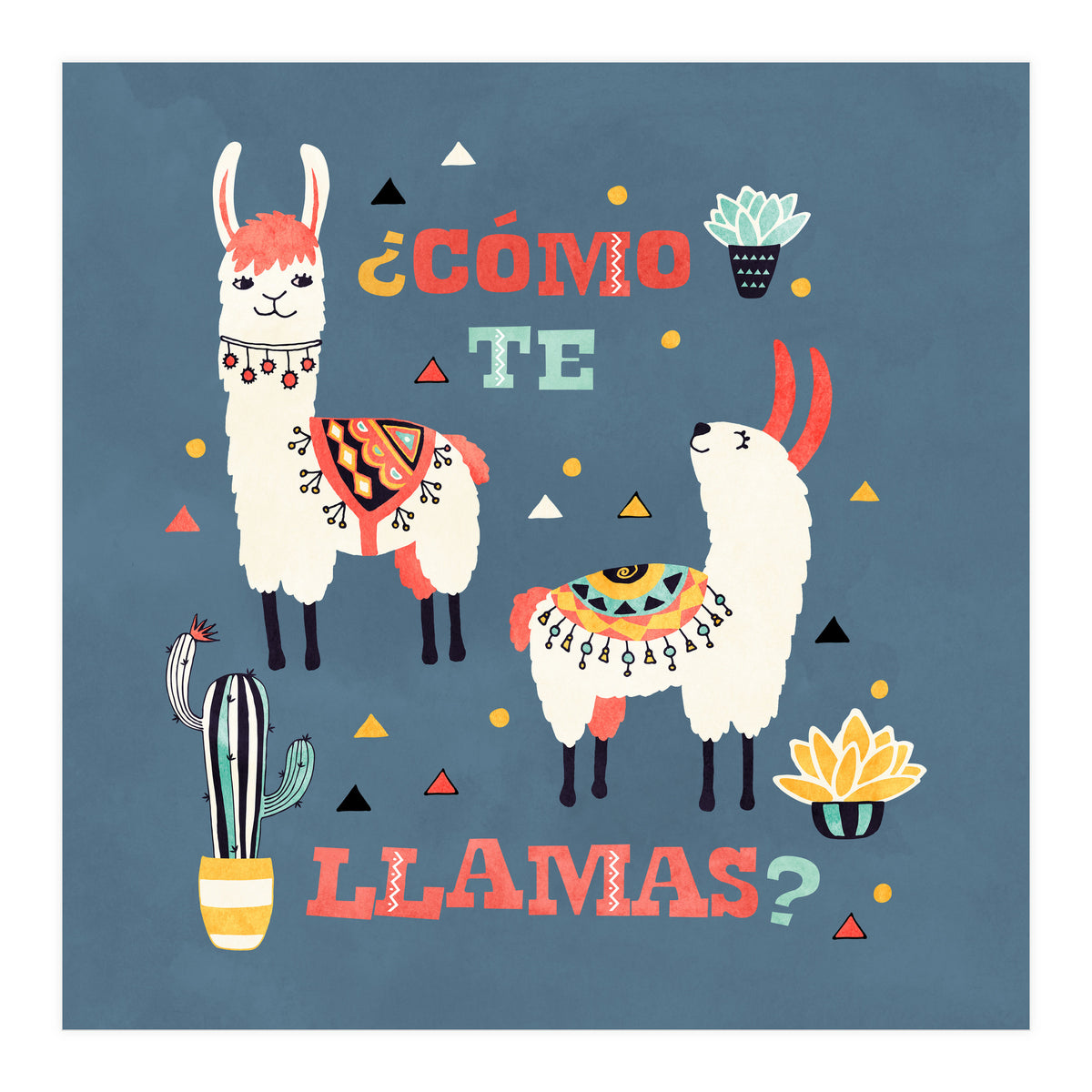 Llama With Cactus Como Te Llamas Spanish Saying 1 (Print Only)