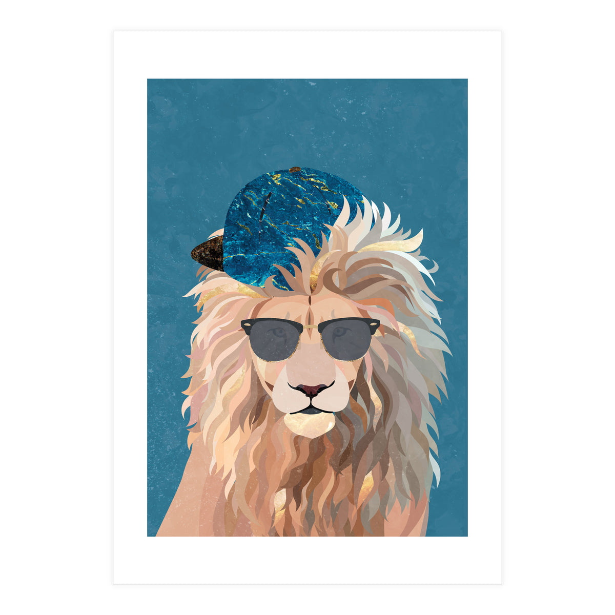 Skater Lion Portrait Blue (Print Only)