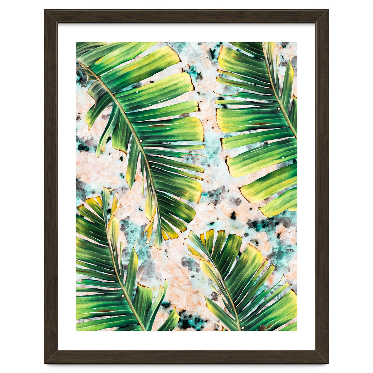 Palm leaf on marble 02