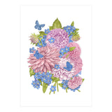 Pink Flowers and Butterflies (Print Only) thumbnail