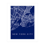 New York City Streets Blue Map (Print Only) thumbnail