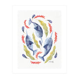 Swirling Narwhals | Blue (Print Only) thumbnail