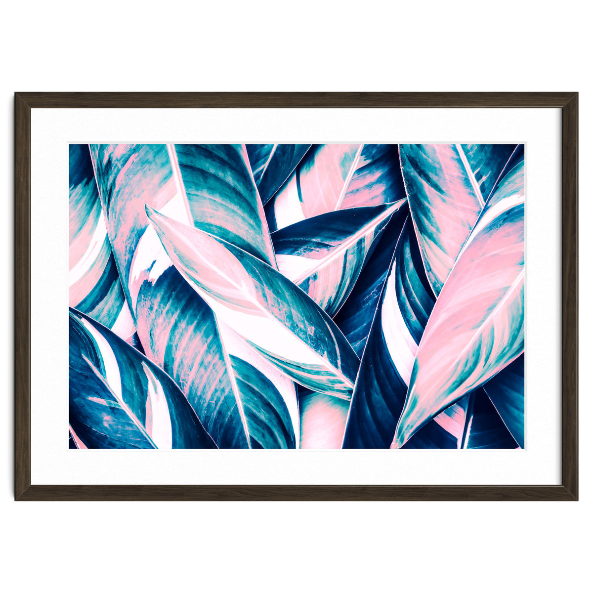 Botanical leaf pink and blue