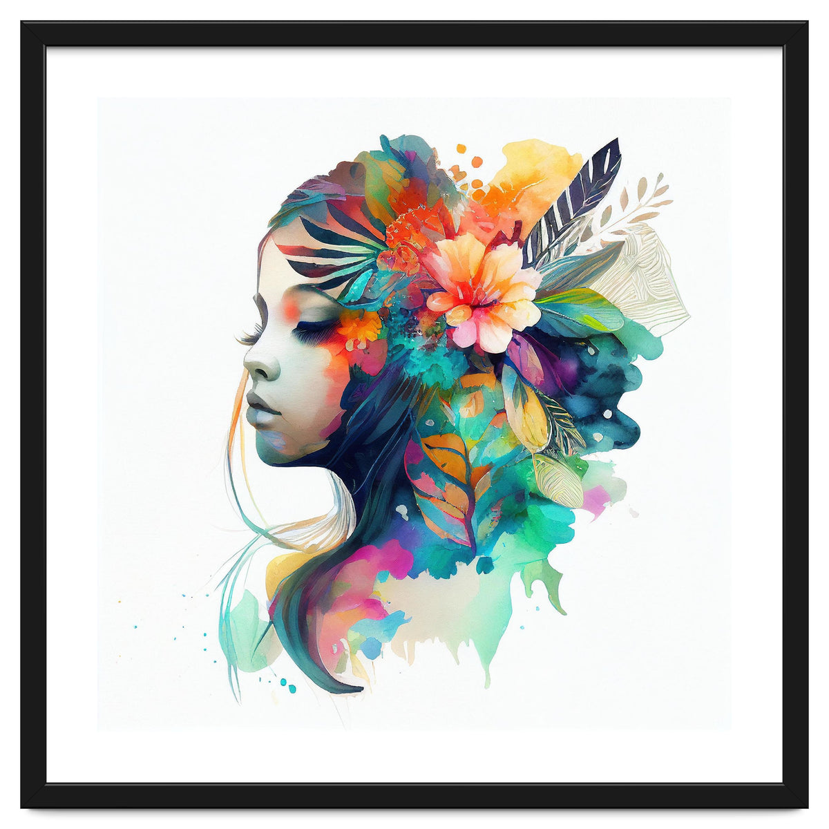 Watercolor Tropical Woman #14