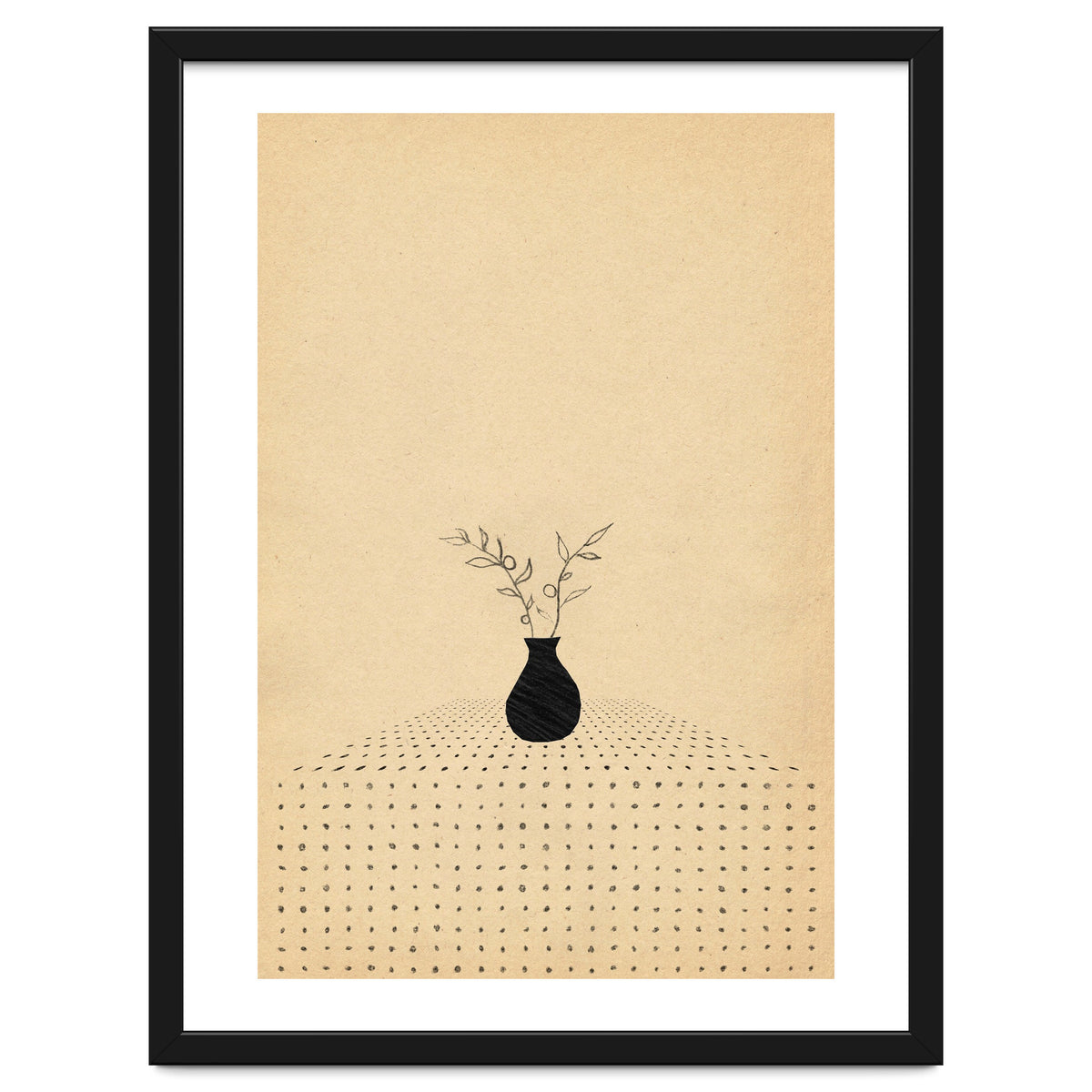 Abstract still life, vase and plants