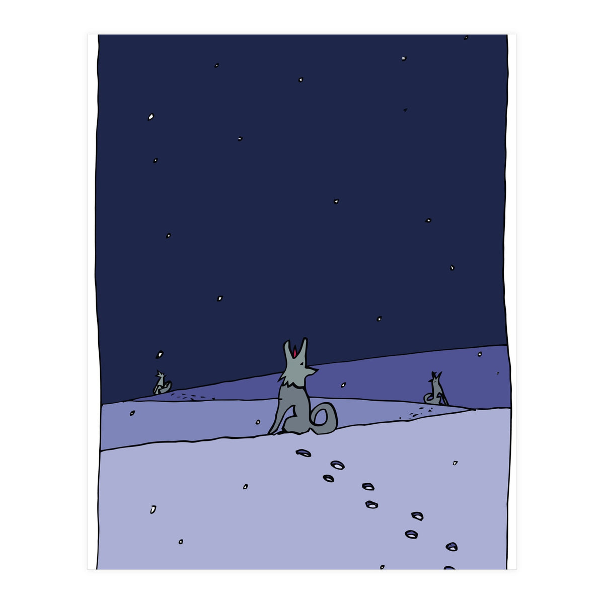 Dogs in Winter Night (Print Only)