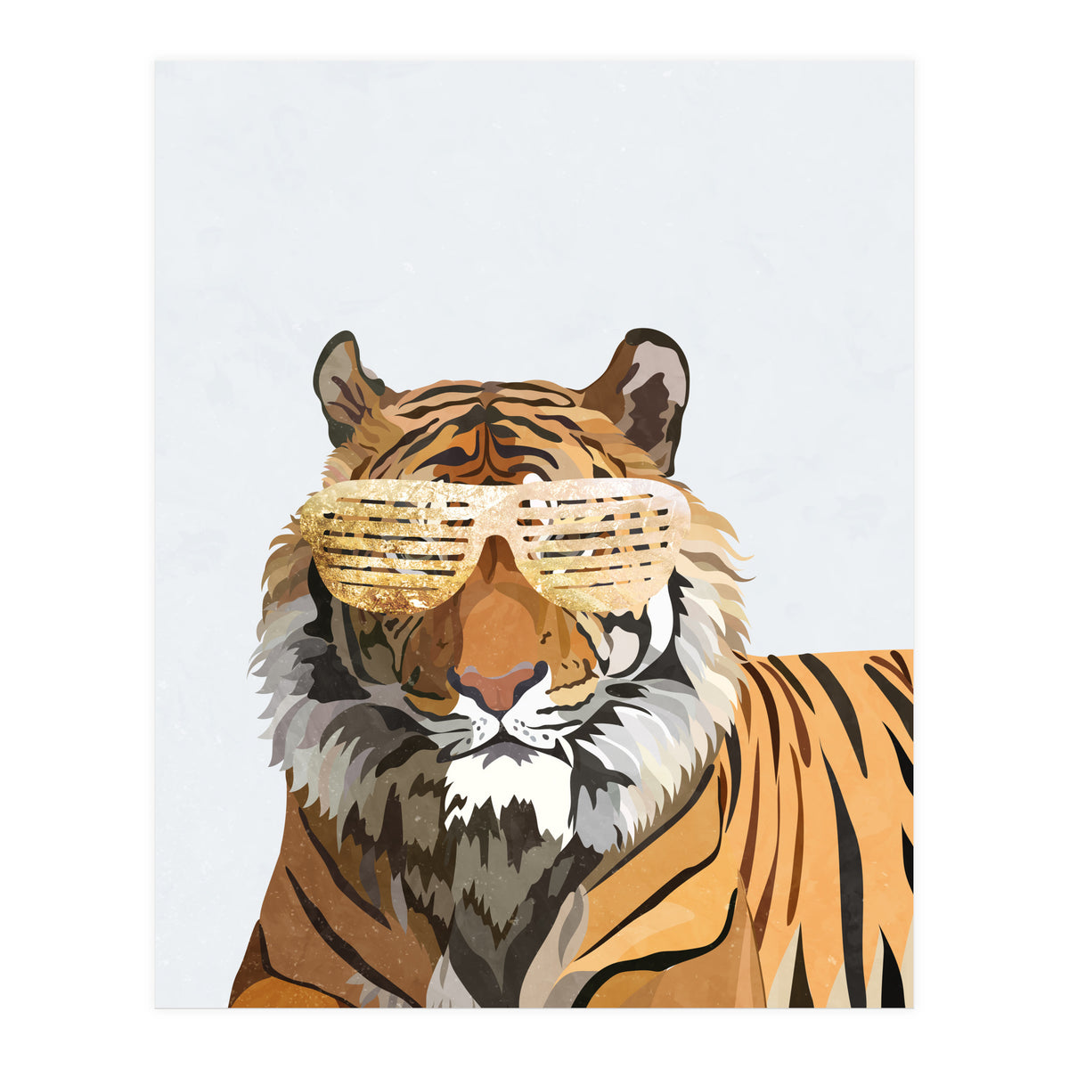 Hip Hop Tiger White Portrait (Print Only)