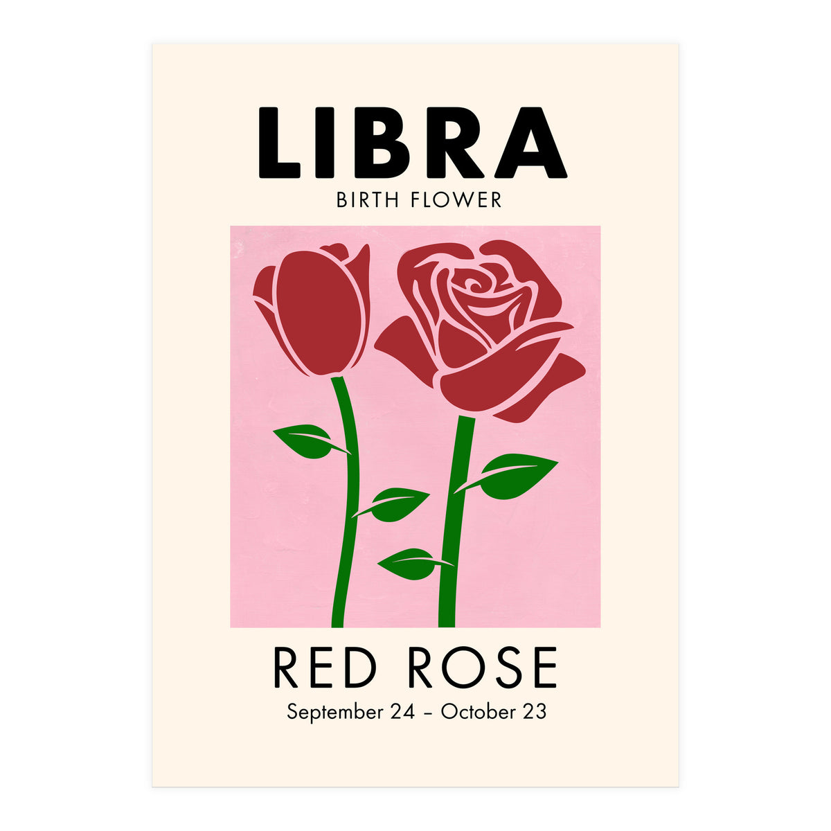 Libra Birth Flower Red Rose (Print Only)