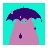 Lilac Cat With Umbrella  (Print Only) thumbnail