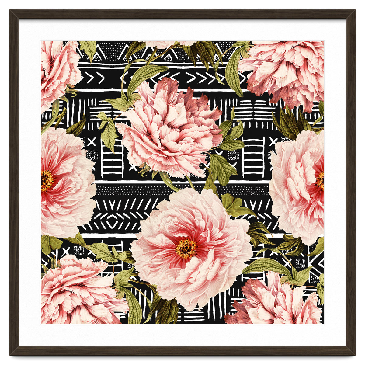 Flowering pink on drawn lines